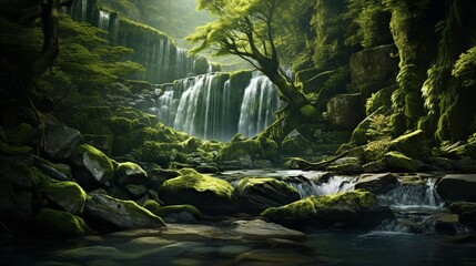 Wall Mural - a waterfall over rocks