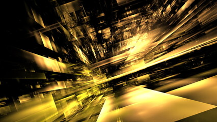 Poster - Hi tech digital interior Abstract data center server, business technology blured Polygonal geometric space, 3D render