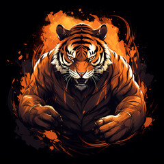 Wall Mural - Strong Tiger with Fire Spirit