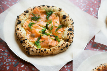 Wall Mural - Pizza with smoked salmon