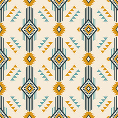 Wall Mural - Ethnic seamless pattern. Aztec geometric background. Hand drawn navajo fabric. Modern abstract wallpaper. Vector illustration.