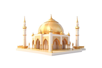 3d isometric Mini mosque realistic design png