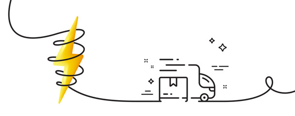 Poster - Delivery truck line icon. Continuous one line with curl. Logistic service sign. Export freight boxes symbol. Delivery truck single outline ribbon. Loop curve with energy. Vector
