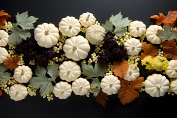  Thanksgiving Abundance: Fall-Themed Frame with Pumpkins and Maple Leaves