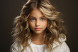 © gaukharyerk - Generative ai studio portrait of cute curly little teen blonde girl on colour background. teenager
