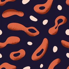 Poster - Abstract seamless pattern design. Fluid shapes, elements, repeating print. Endless texture, background. Repeatable flat vector illustration for textile, fabric, wrapping, wallpaper, decoration