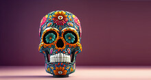 Generative AI Sugar Skull (Calavera) To Celebrate Mexico's Day Of The Dead (Dia De Los Muertos)