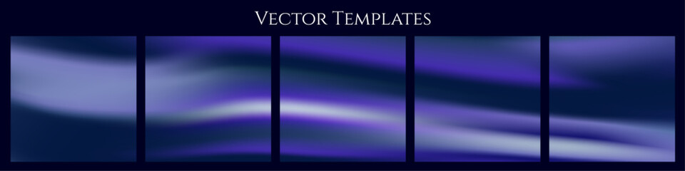 Poster - Continuous Set of Five Dark Blue Gradient Vector Templates. Perfect for carousel social media posts, continuous designs, ig feeds, cyber themed designs. Editable Vector Illustration. EPS 10.

