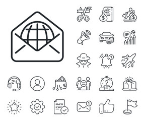 Poster - message correspondence sign. salaryman, gender equality and alert bell outline icons. web mail line 