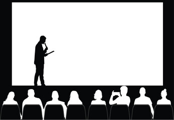 A group of people sitting in a row - a presentation.