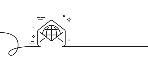 Poster - web mail line icon. continuous one line with curl. message correspondence sign. e-mail symbol. web m
