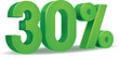 Percentage vector in green color, 30
