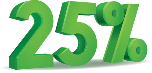 Poster - Percentage vector in green color, 25