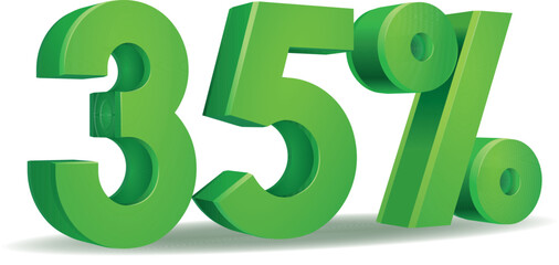 Poster - Percentage vector in green color, 35