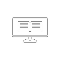 Fototapete - Digital Literacy in outline icon. LED Monitor with e-book inside, design element vector illustration template in trendy and unique flat style. Editable graphic resources for many purposes.
