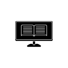 Fototapete - Digital Literacy in black fill icon. LED Monitor with e-book inside, design element vector illustration template in trendy and unique flat style. Editable graphic resources for many purposes.