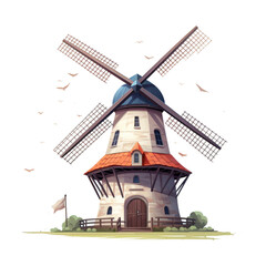 cute windmill on white background