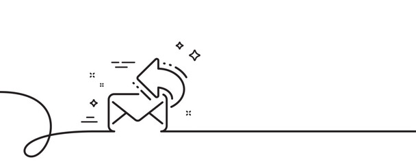 Poster - share mail line icon. continuous one line with curl. new newsletter sign. phone e-mail symbol. share