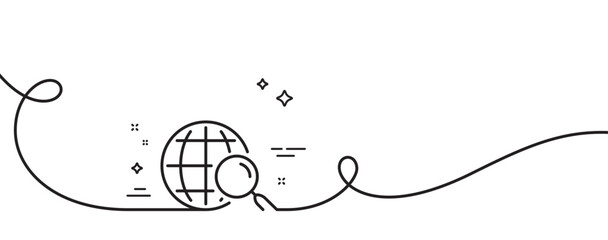 Poster - web search line icon. continuous one line with curl. find internet results sign. web search single o
