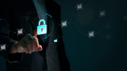 Fototapete - Cybersecurity and Data Protection in the Digital Business World, Ensuring Privacy and Online Safety. Cybersecurity and Privacy Concepts