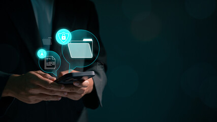 Fototapete - Cybersecurity and Data Protection in the Digital Business World, Ensuring Privacy and Online Safety. Cybersecurity and Privacy Concepts