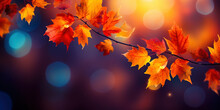 Autumn Leaves On A Blurred Background