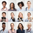 © Victor - Collage of photo portraits of smiling women veterinarian of different ethnicities promoting diversity and encouraging inclusive empowerment in the workplace.