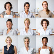 © Victor - Collage of photo portraits of smiling waitresses of different ethnicities promoting diversity and encouraging inclusive empowerment in the workplace.