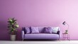 purple sofa in wall living room, idea for minimal interior backdrop, cheerful bright color, mockup idea, Generative Ai	