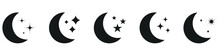 Half Moon Outline And Filled Vector Icon Sign Symbol.EPS 10