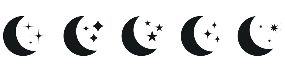 half moon outline and filled vector icon sign symbol.eps 10