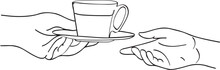 Easy Cartoon: Two Hands Coming Together Around A Tea Cup, Tea Time Art: Cartoon Hands Holding A Cup Of Tea