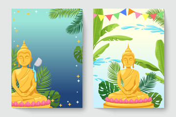 Wall Mural - Set of songkran festival icon element design Vector