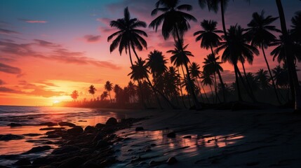 Poster - Beach coconut trees shadows