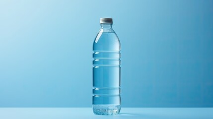 Aufkleber - Product packaging of plastic water bottle isolated on blue background