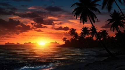 Poster - Beach coconut trees shadows