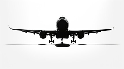 Sticker - Airplane silhouette on white background