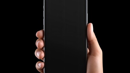 Poster - Silhouette of male hand holding bezel less phone with clipped screen
