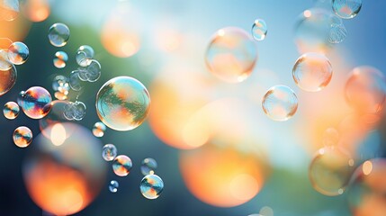 Sticker - Clear carbonated drink bubbles float above a hazy backdrop