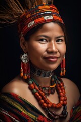 Wall Mural - portrait of a beautiful indigenous woman celebrating cultural diversity