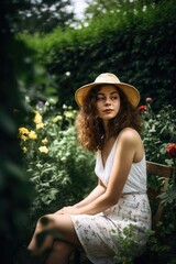 shot of a young woman relaxing in a garden