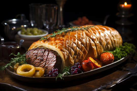 Wall Mural -  - Beef wellington on a plate British favorite food