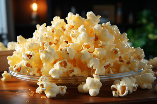 Wall Mural -  - Close up of buttered popcorn on a bowl