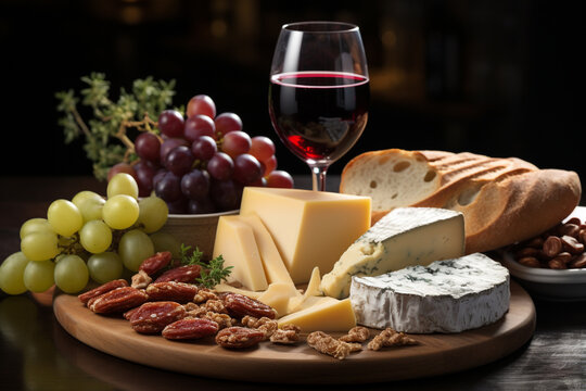 Wall Mural -  - Cheese and wine platter on top of table