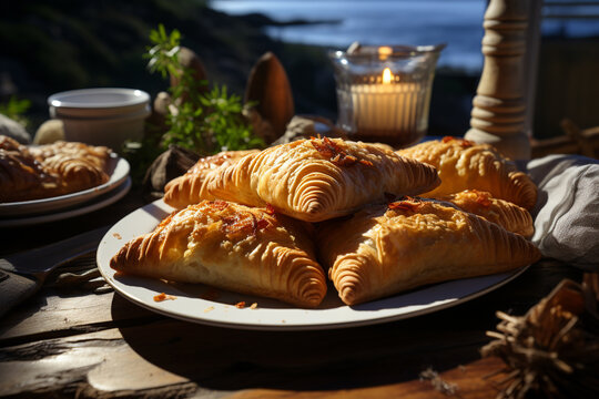 Wall Mural -  - Cornish pasty on a plate British food