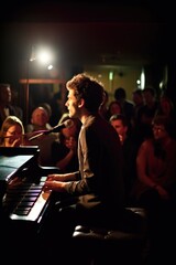 Canvas Print - shot of a musician playing the piano in front of an audience