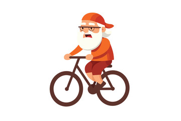 Wall Mural - old man riding bicycle vector flat minimalistic isolated illustration