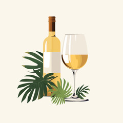 Wall Mural - white wine vector flat minimalistic isolated illustration