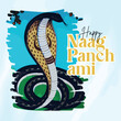 Happy nag panchami social media post template in Hindi calligraphy language, Indian Festival
