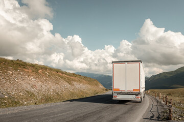 Wall Mural - freight truck on the mountain pass road